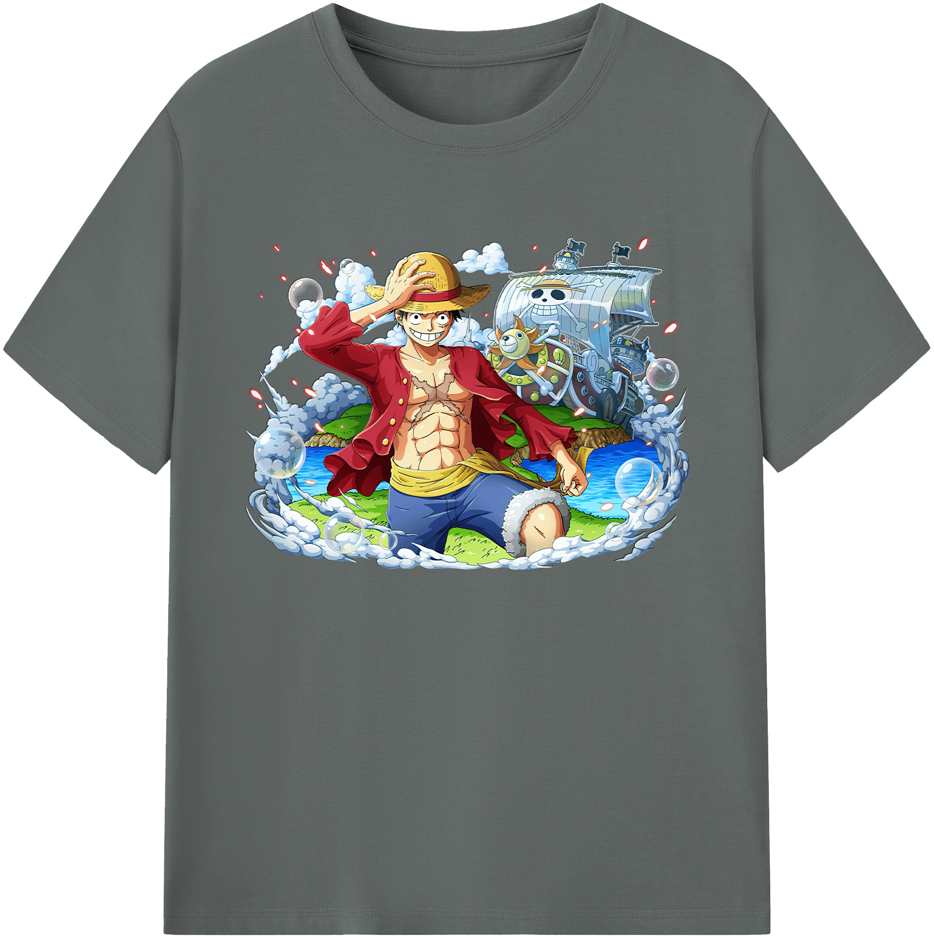 ワンピース モンキー・D・ルフィ ONE PIECE Monkey D. Luffy 綿100％ メンズ半袖Tシャツ｜肌触りやわらか＆通気性